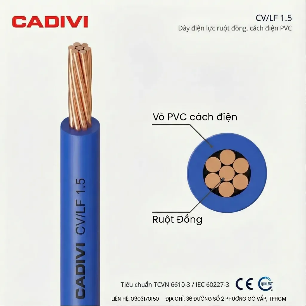 Dây điện Cadivi CV/LF-1.5 (cuộn 100m)
