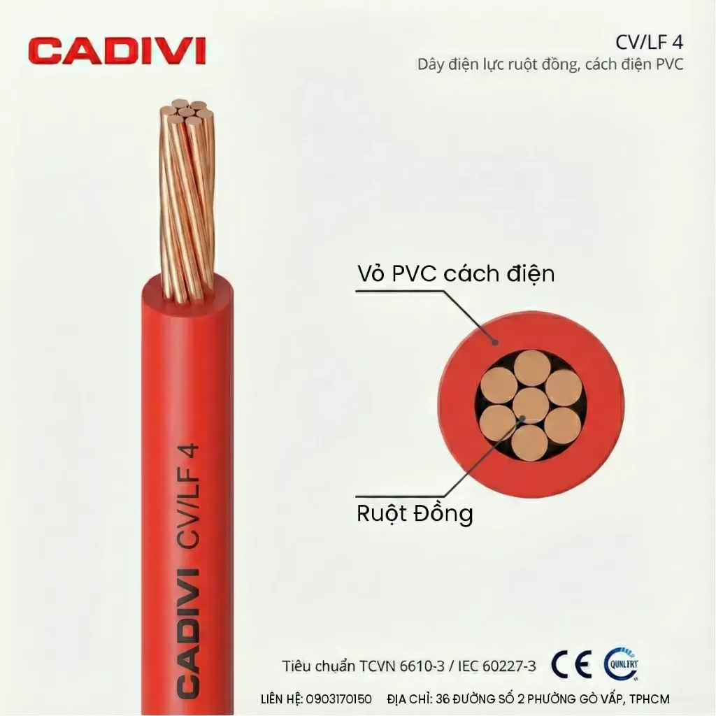 Dây điện Cadivi CV/LF-4.0 (cuộn 100m)