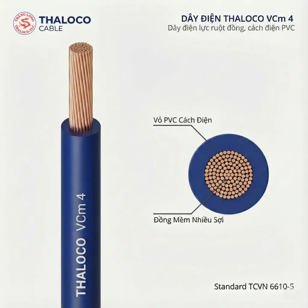 Dây điện Thaloco VCm-4.0 (cuộn 100m)