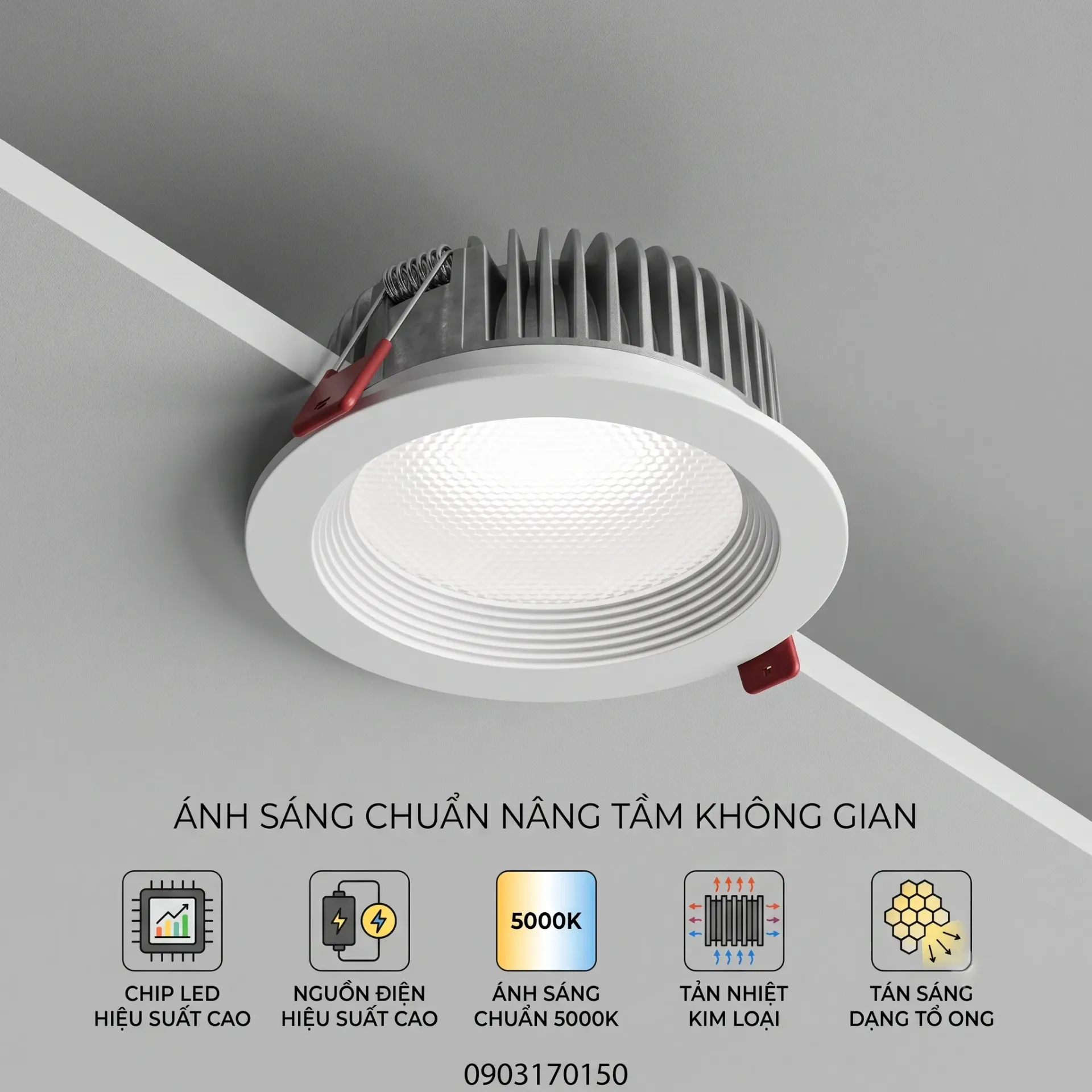 Đèn Downlight 12W - nhiệt độ màu 5000K
