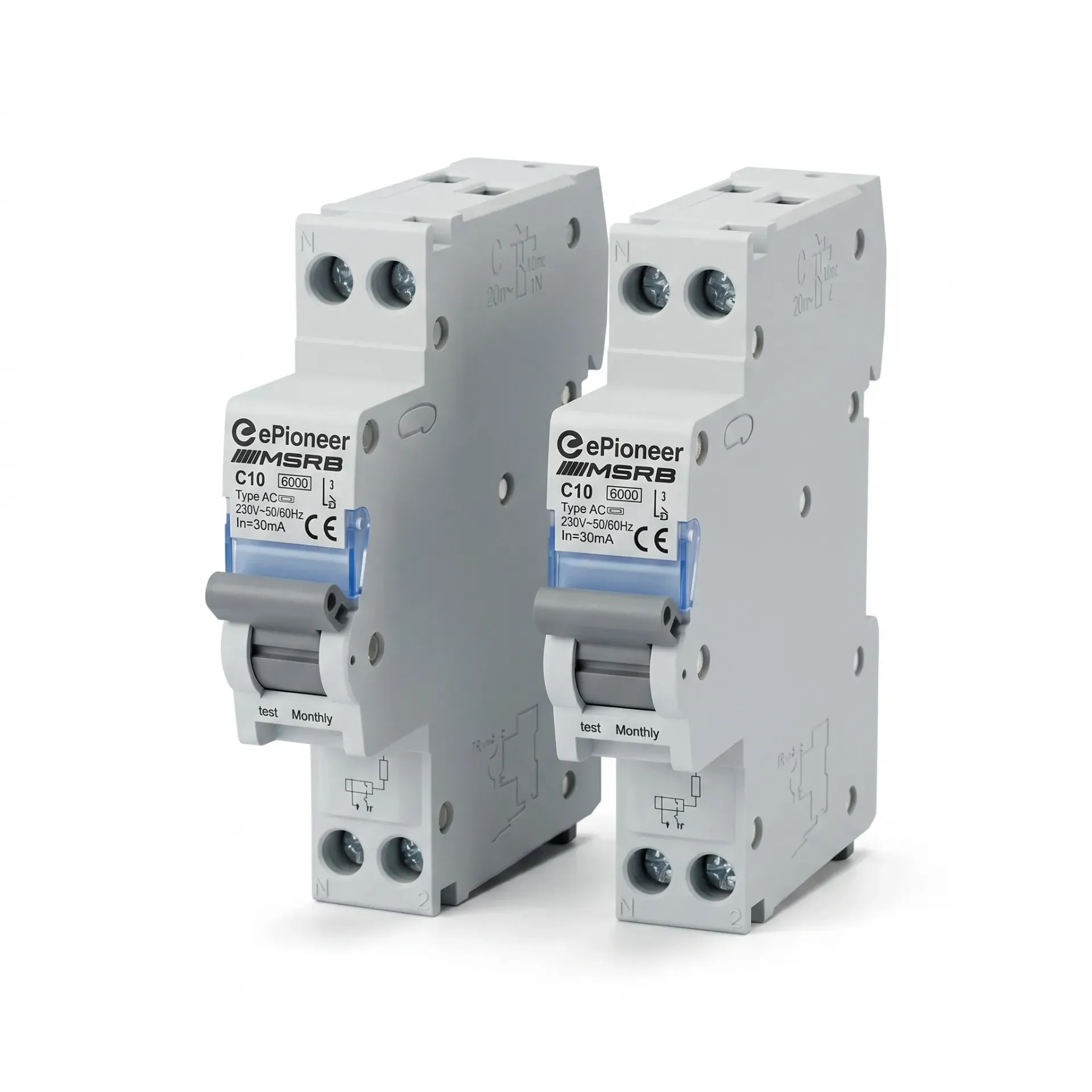 RCBO C10 30mA 6KA ePioneer MSR8 1P+N (Loại 2 cực trên 1 tép đơn)