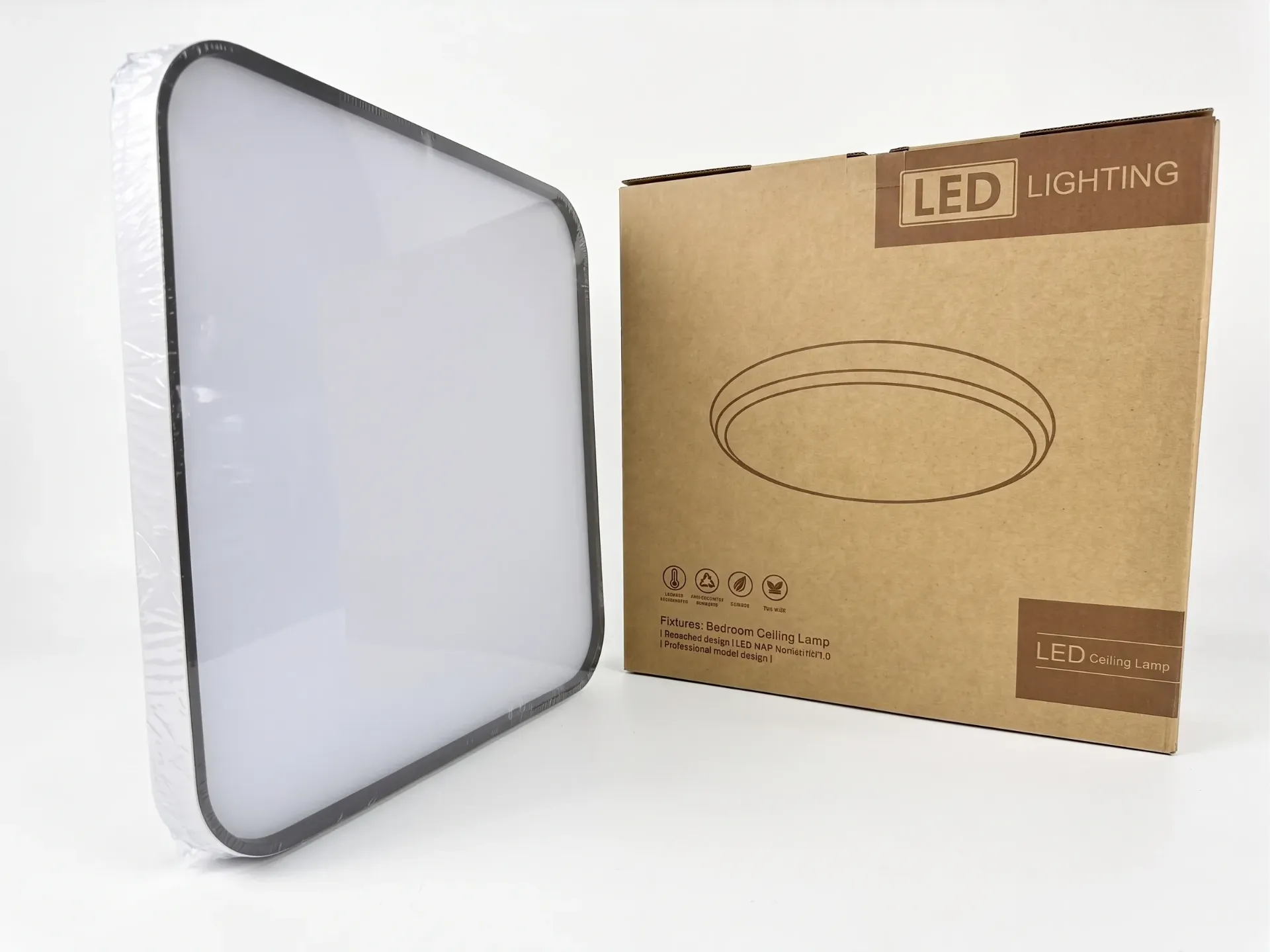 Đèn LED ốp trần - Vuông, Viền trắng, Ánh sáng trắng/ánh sáng vàng (thay đổi ánh sáng)