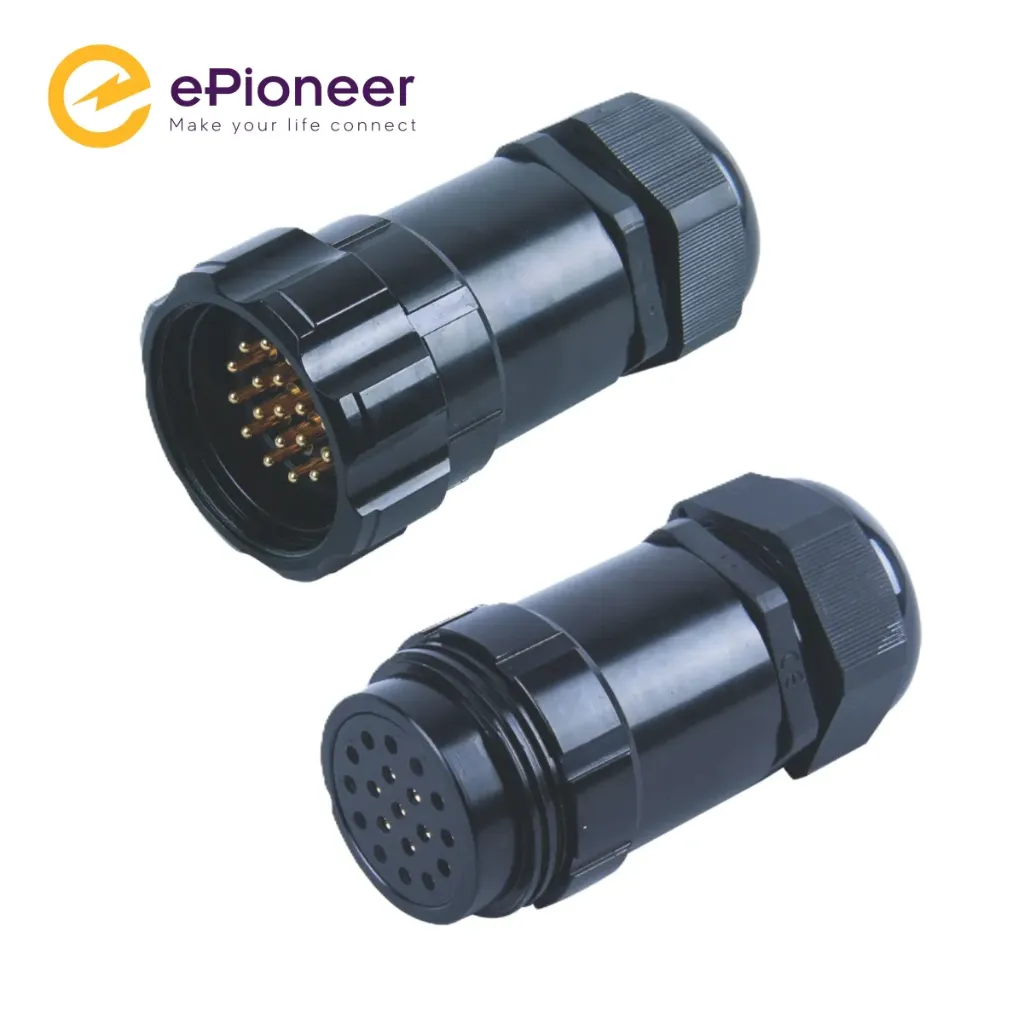 Đầu nối dây chống nước 19 lõi - KURO Waterproof Black 19pin Socapex Male Plug Stage Female Socket Inline Connectors