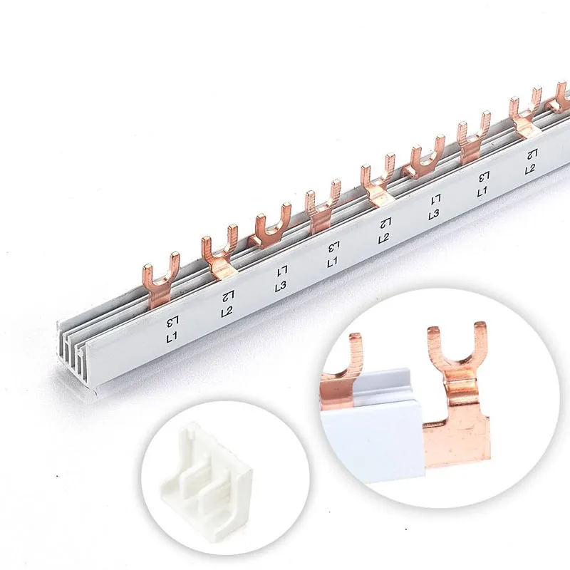 Thanh cái đồng dẫn điện răng kiểu U - kết hợp MCB 3P cho hệ thống dây dẫn điện hiệu quả KURO - chiều dài 1000 mm