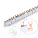 Thanh cái đồng dẫn điện răng kiểu U - kết hợp MCB 3P cho hệ thống dây dẫn điện hiệu quả KURO - chiều dài 1000 mm
