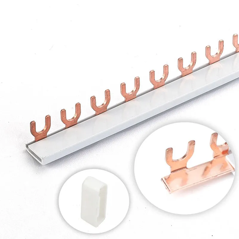 Thanh cái đồng dẫn điện MCB kiểu U, 1 cực, lắp đặt nhanh KURO - chiều dài 1000mm