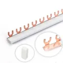 Thanh cái đồng dẫn điện MCB kiểu U, 1 cực, lắp đặt nhanh KURO - chiều dài 1000mm